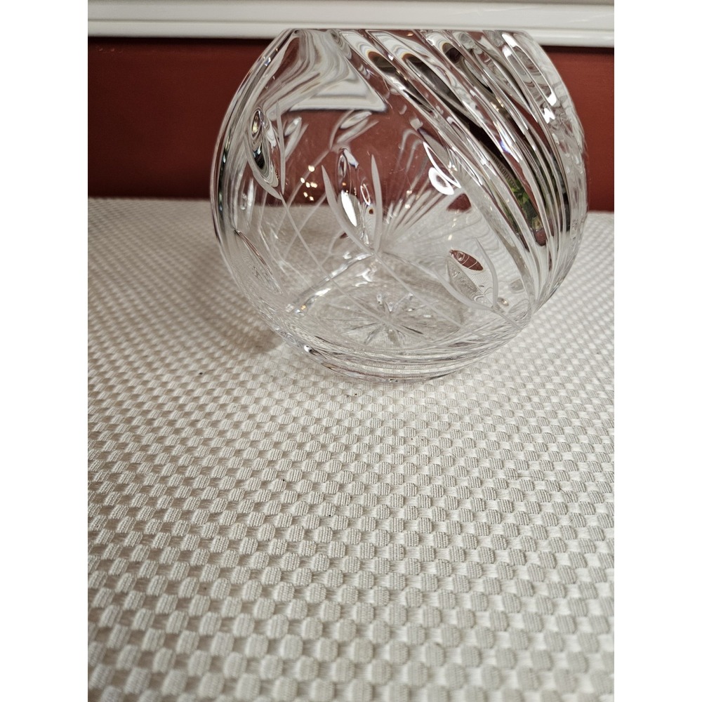 Vintage Nachtmann Munich Crystal Rose Bowl Vase West Germany Cut Glass Ball - Picture 3 of 7